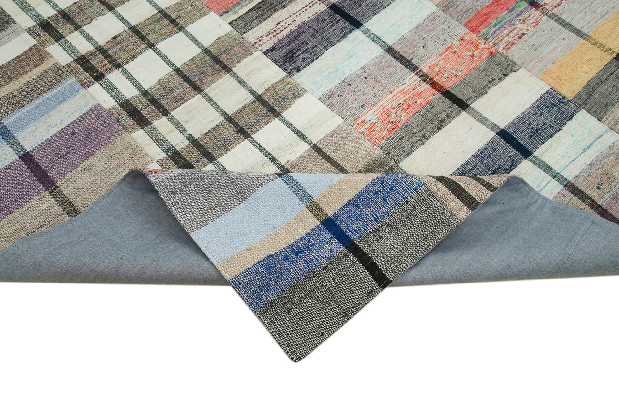 Handmade Patchwork Rug - Kirk Yama Grey Cotton Wool Area Carpet 8'6''x12'2''