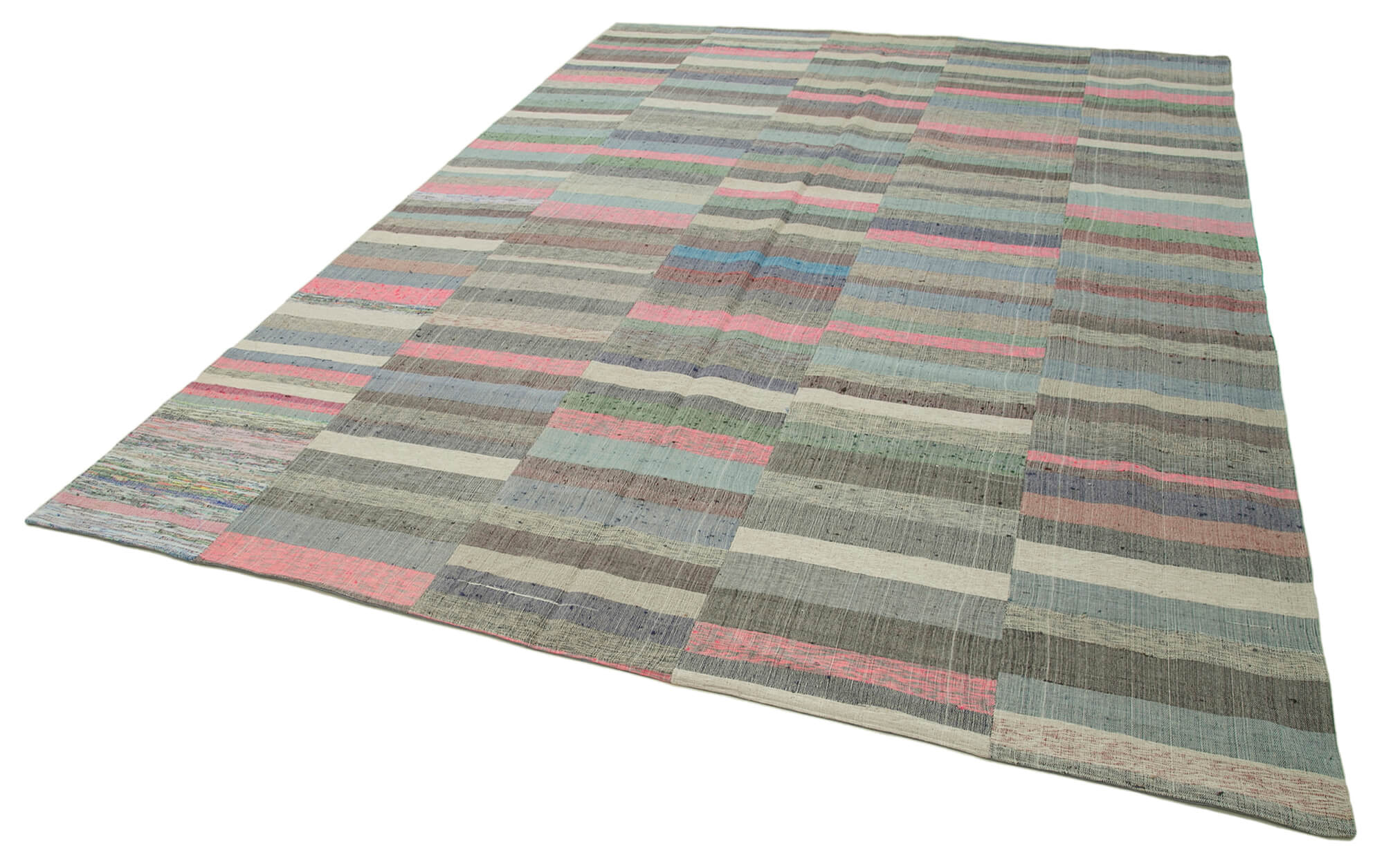 Handmade Patchwork Rug - Kirk Yama Grey Cotton Wool Area Rug 9'9''x11'11''