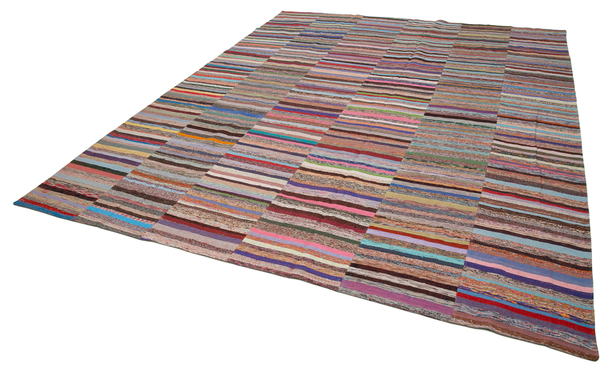 Handmade Wool Area Rug | Grey Patchwork Style Cotton Wool Carpet 12'x15'