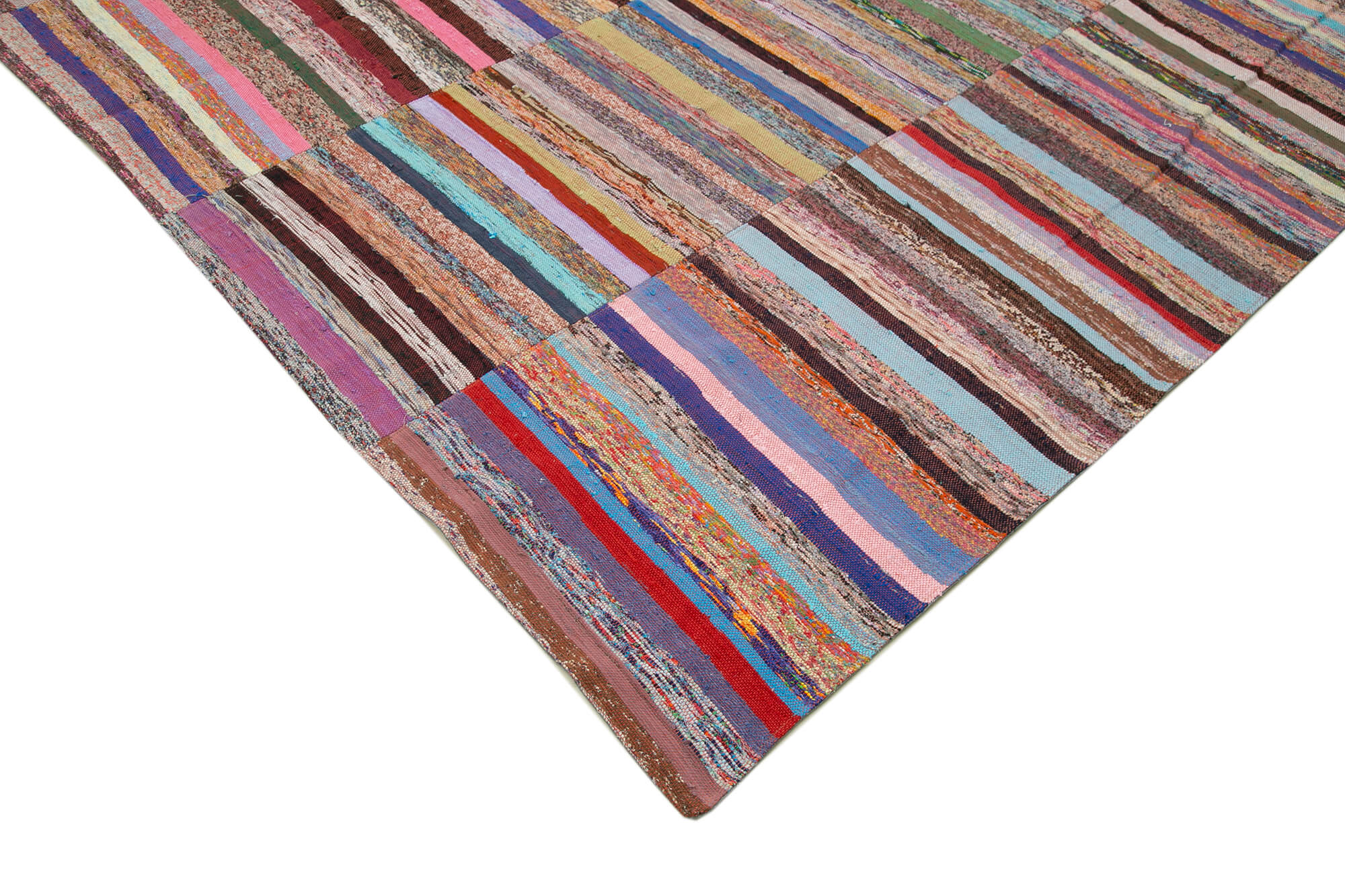 Handmade Wool Area Rug | Grey Patchwork Style Cotton Wool Carpet 12'x15'
