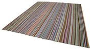 Handmade Wool Area Rug - Kirk Yama Grey Patchwork Cotton Wool Carpet 12'x16'