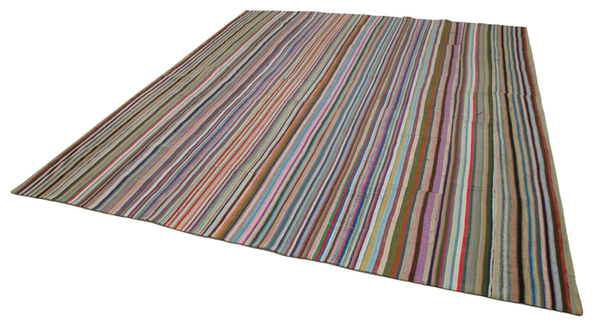 Handmade Wool Area Rug - Kirk Yama Grey Patchwork Cotton Wool Carpet 12'x16'