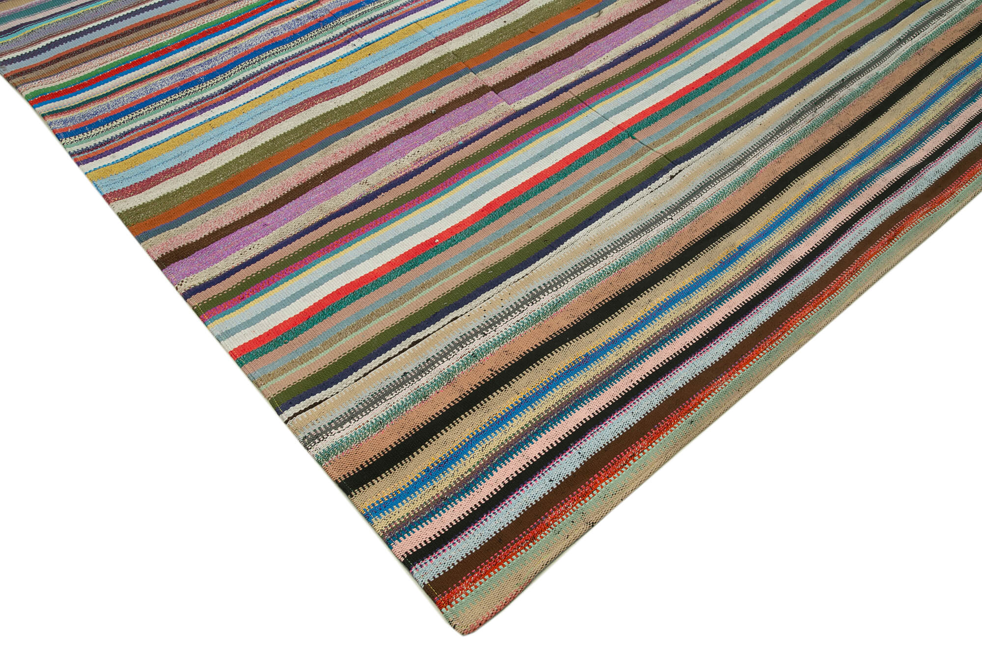 Handmade Wool Area Rug - Kirk Yama Grey Patchwork Cotton Wool Carpet 12'x16'