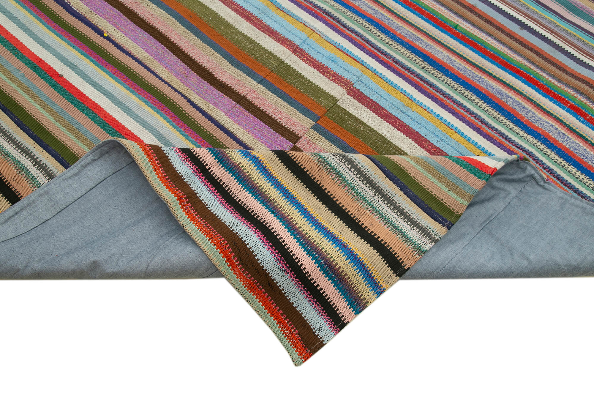 Handmade Wool Area Rug - Kirk Yama Grey Patchwork Cotton Wool Carpet 12'x16'