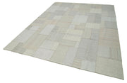 Handmade Patchwork Rug - Kirk Yama Beige Cotton Wool Carpet 10'4''x13'5'' Durable Area Rug