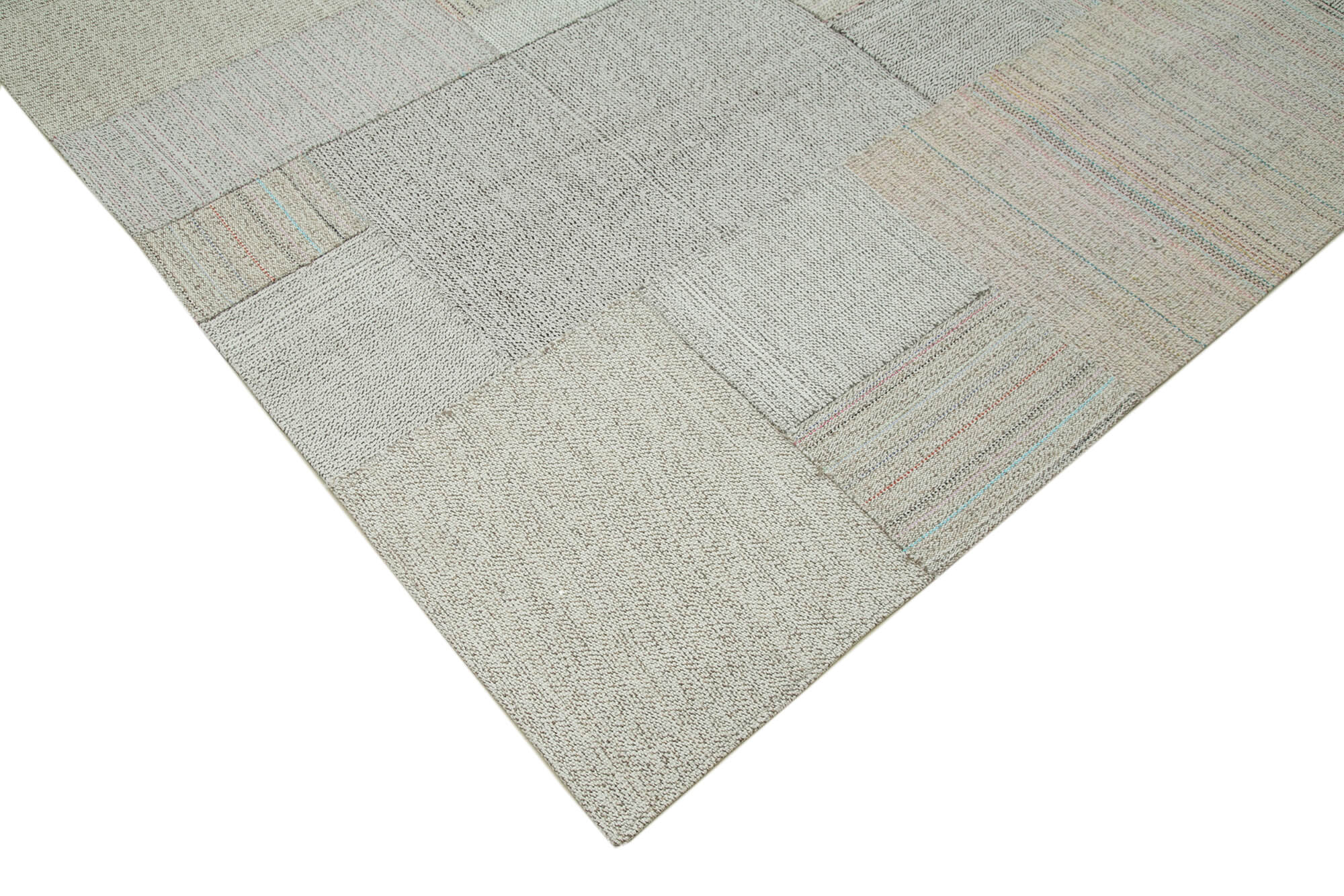 Handmade Patchwork Rug - Kirk Yama Beige Cotton Wool Carpet 10'4''x13'5'' Durable Area Rug