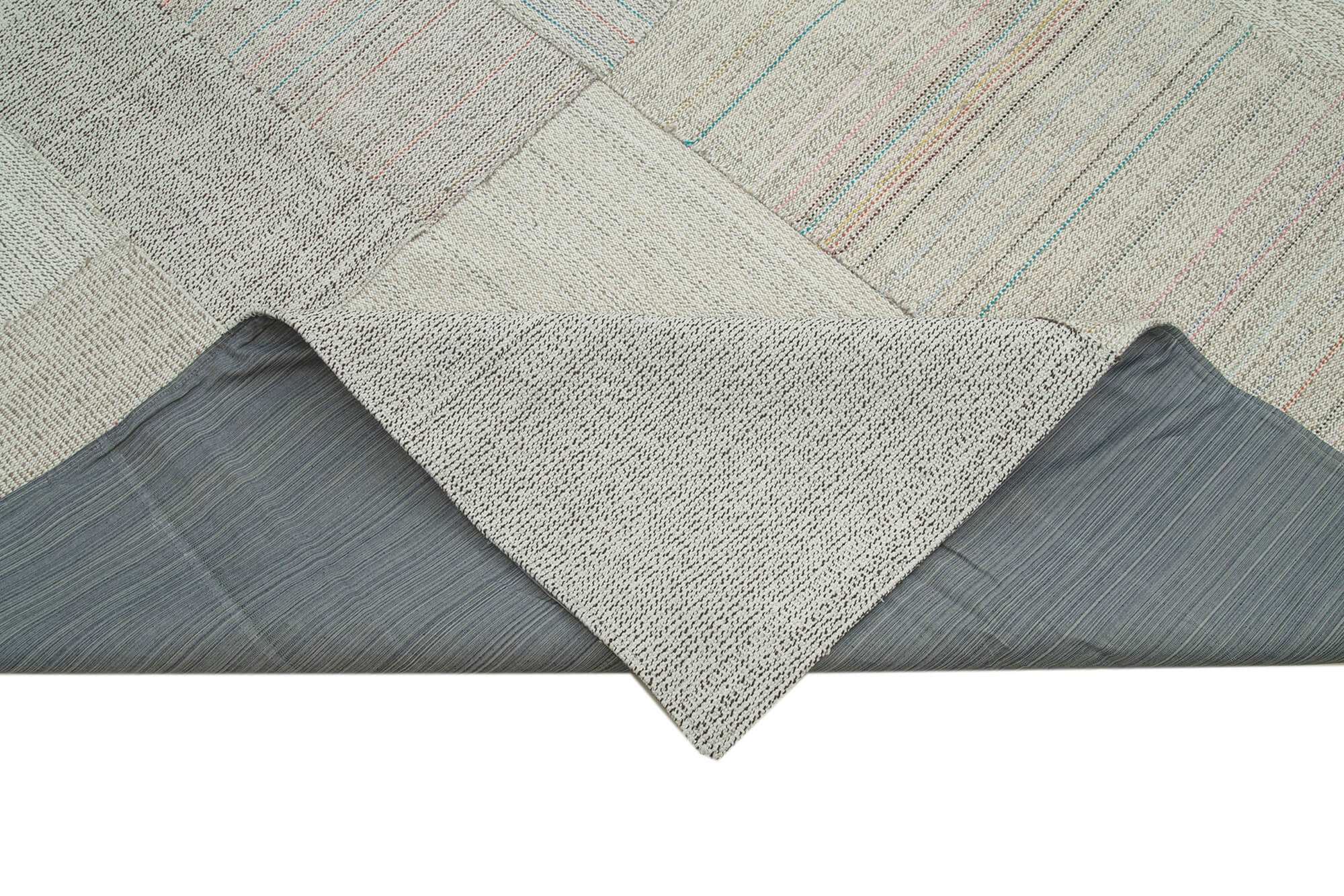 Handmade Patchwork Rug - Kirk Yama Beige Cotton Wool Carpet 10'4''x13'5'' Durable Area Rug