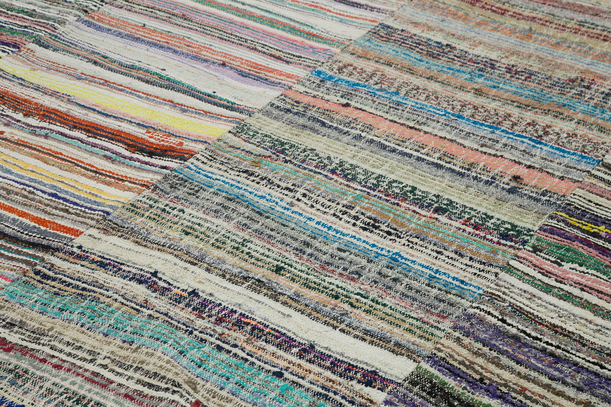 Handmade Patchwork Rug – Kirk Yama Grey Cotton Wool Vintage Area Carpet 9'1"x12'8"