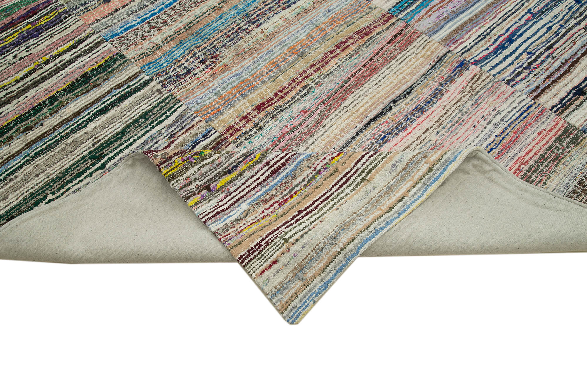 Handmade Patchwork Rug – Kirk Yama Grey Cotton Wool Vintage Area Carpet 9'1"x12'8"