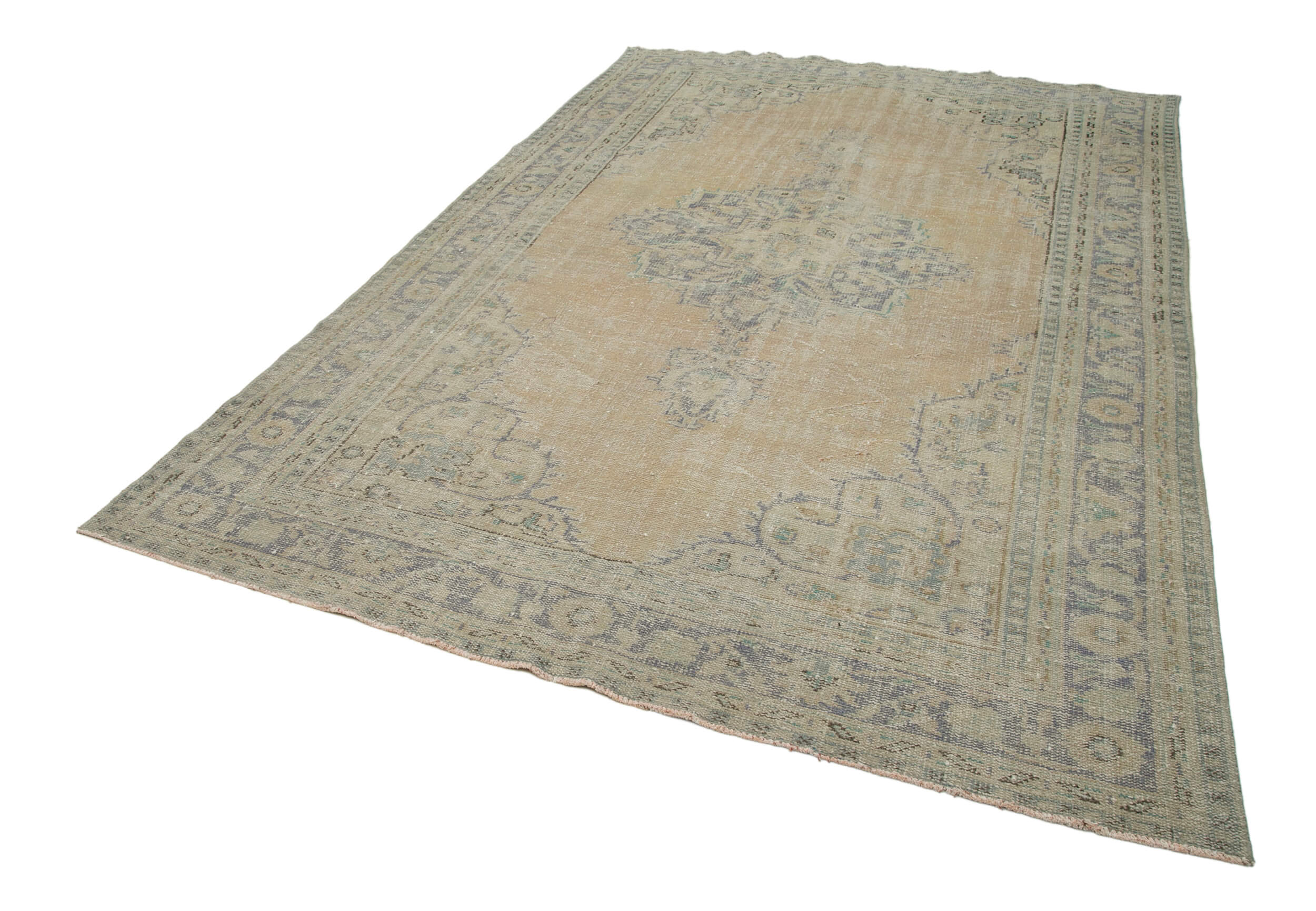 Handmade Vintage Area Rug – Overdyed Wool Rug | Cotton Wool Carpet 6'11''x10'4''