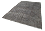Vintage Wool Area Rug | Hand Woven Vintage Carpet – Overdyed Grey Handmade Wool Rug