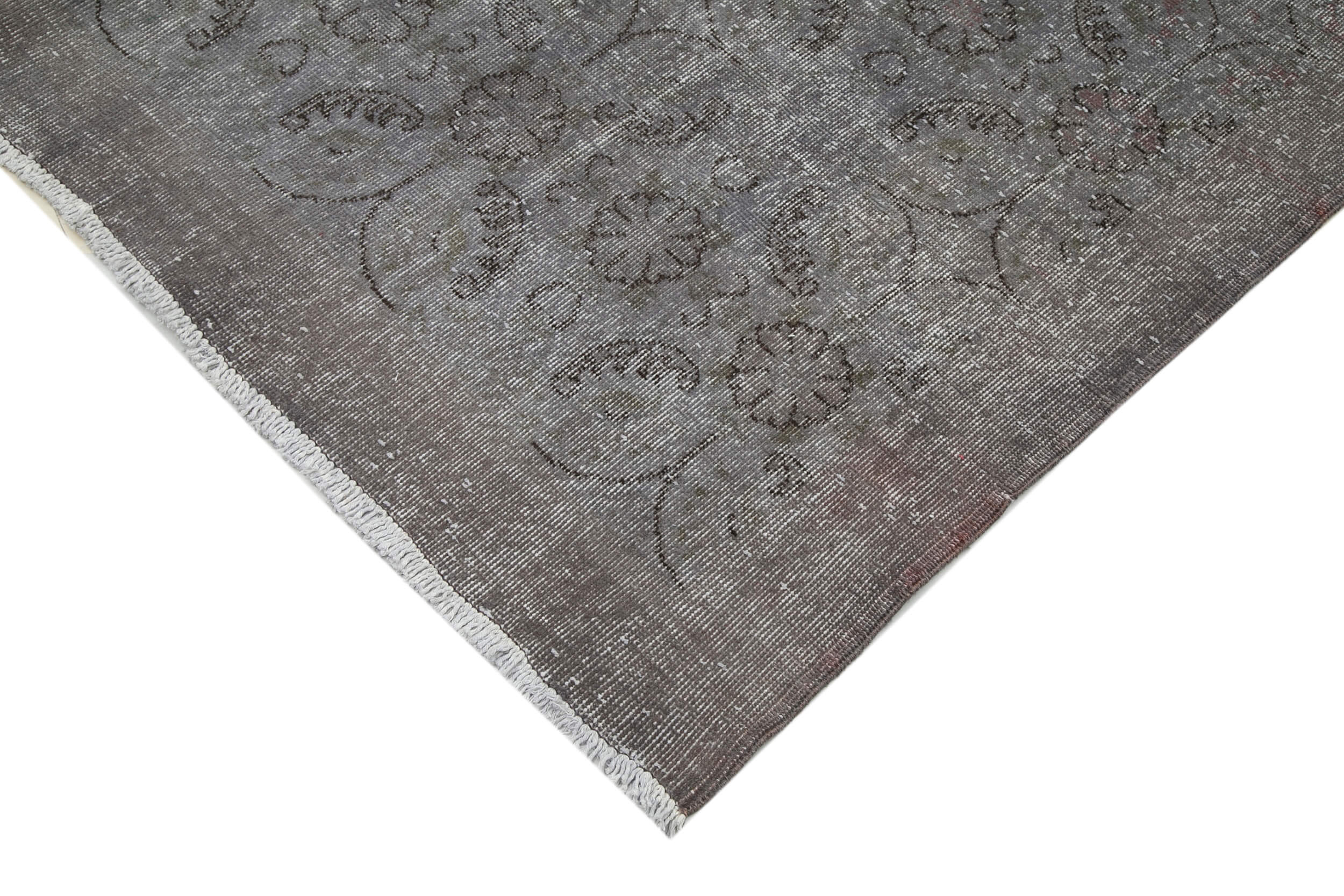 Vintage Wool Area Rug | Hand Woven Vintage Carpet – Overdyed Grey Handmade Wool Rug