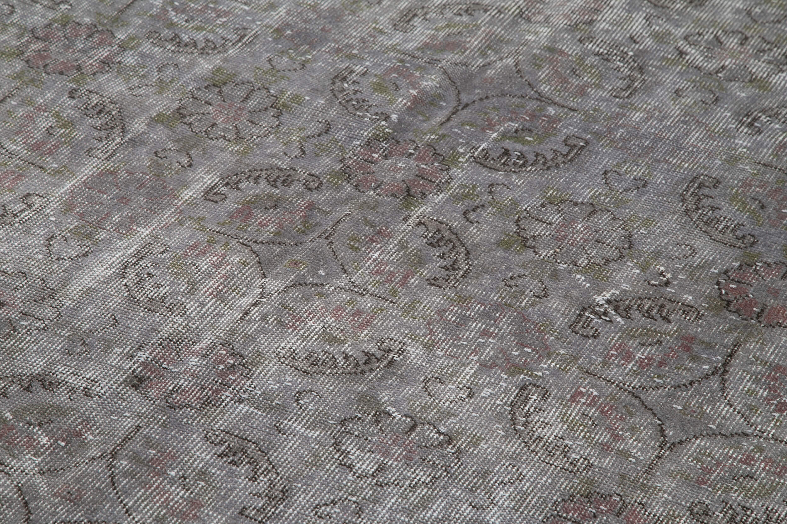 Vintage Wool Area Rug | Hand Woven Vintage Carpet – Overdyed Grey Handmade Wool Rug