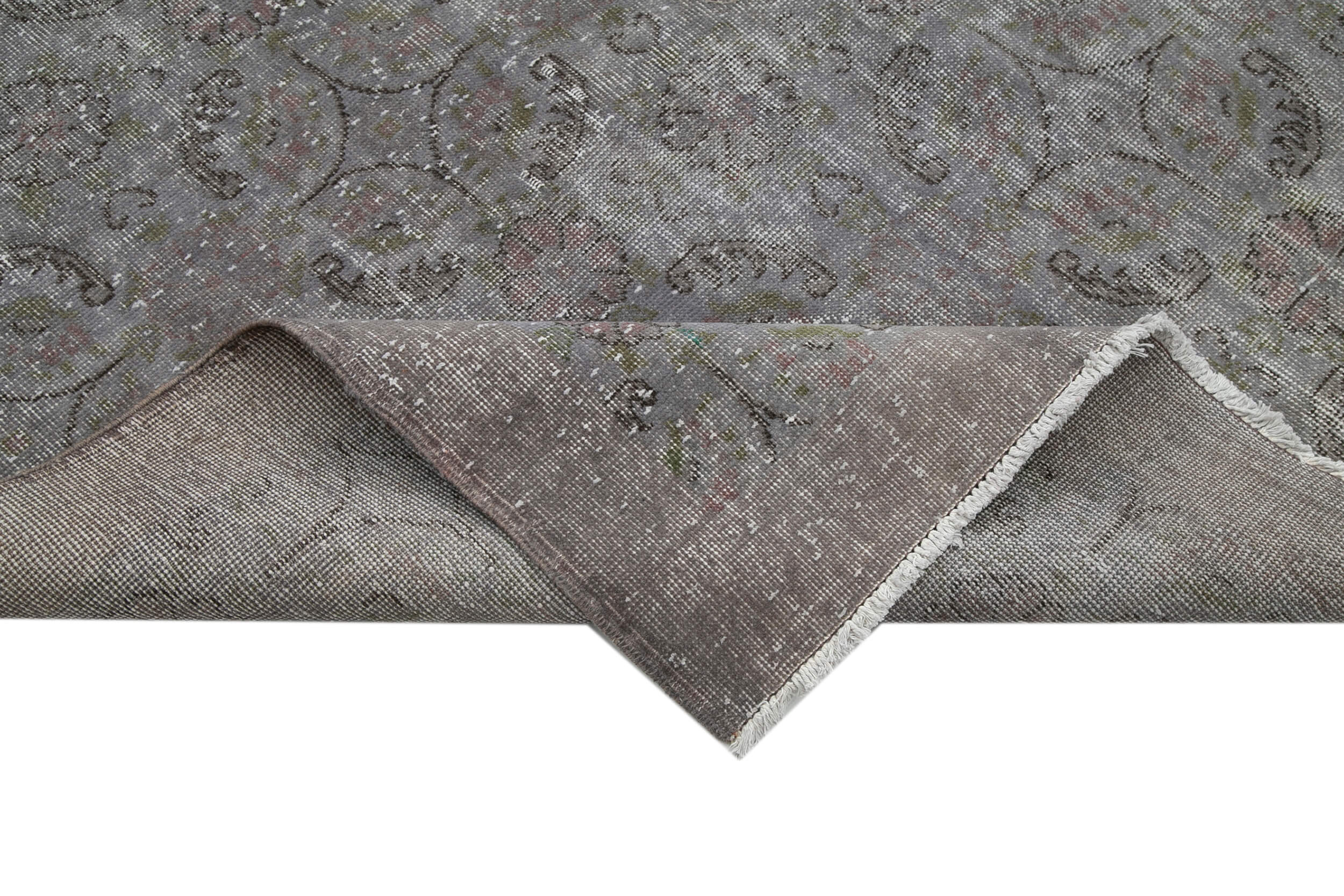 Vintage Wool Area Rug | Hand Woven Vintage Carpet – Overdyed Grey Handmade Wool Rug