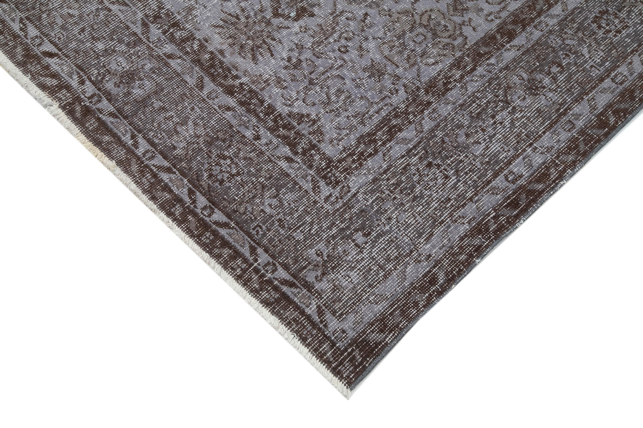 Handmade Area Rug - Overdyed Grey Vintage Wool Cotton Carpet 6'10''x10'4''
