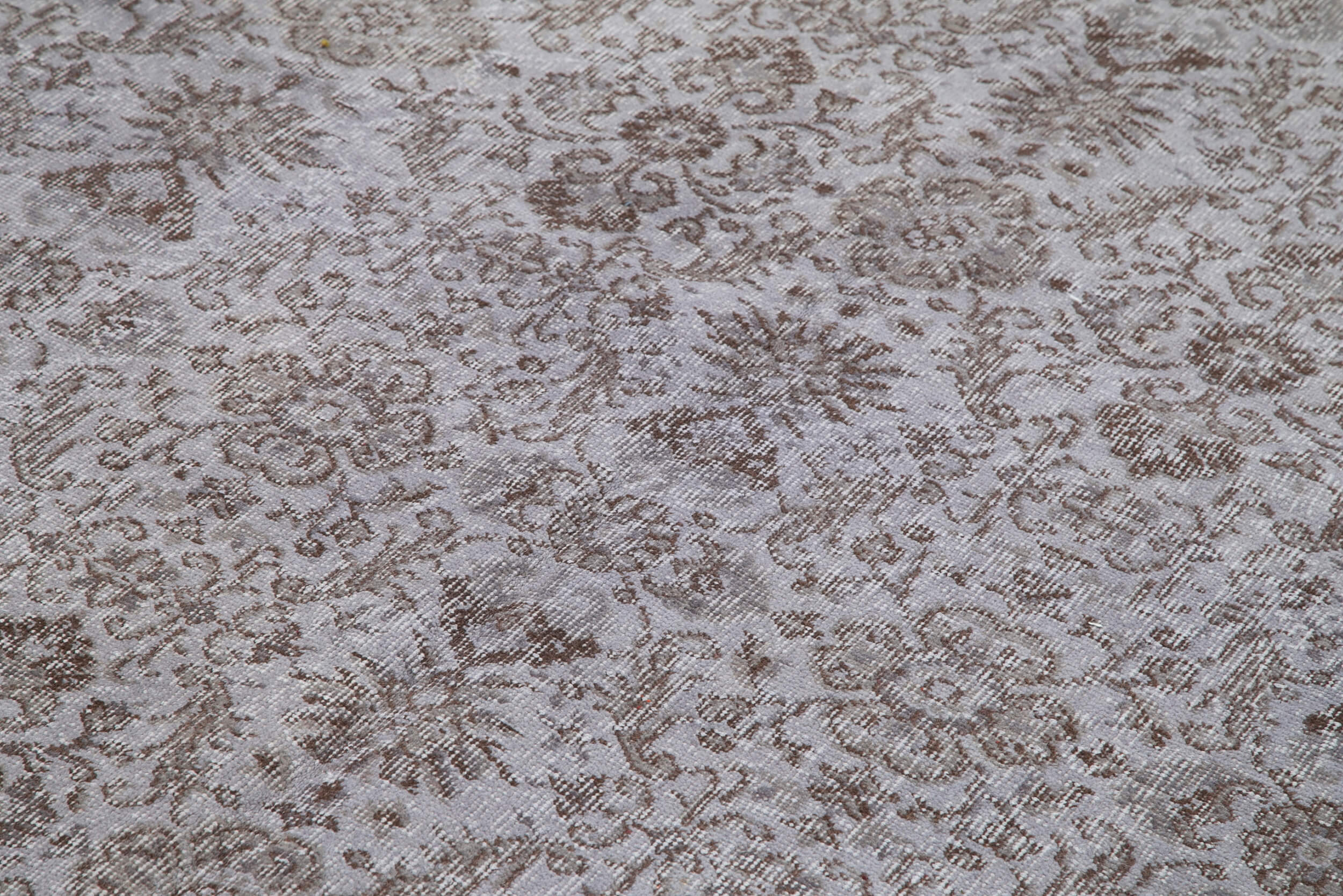 Handmade Area Rug - Overdyed Grey Vintage Wool Cotton Carpet 6'10''x10'4''