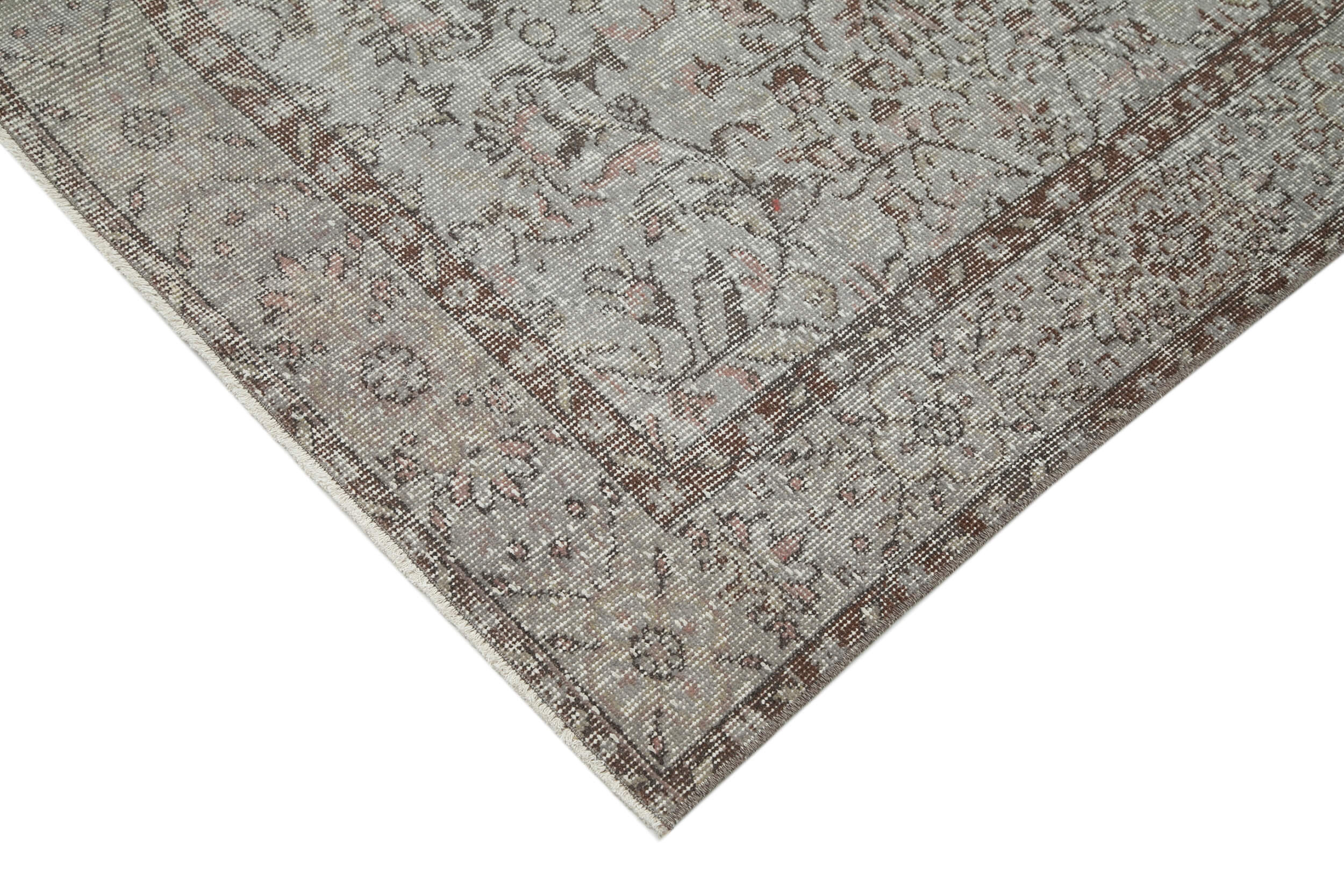 Vintage Cotton Wool Rug - Handmade Area Rug | Overdyed Grey Turkish Wool Carpet 6'11''x10'4''