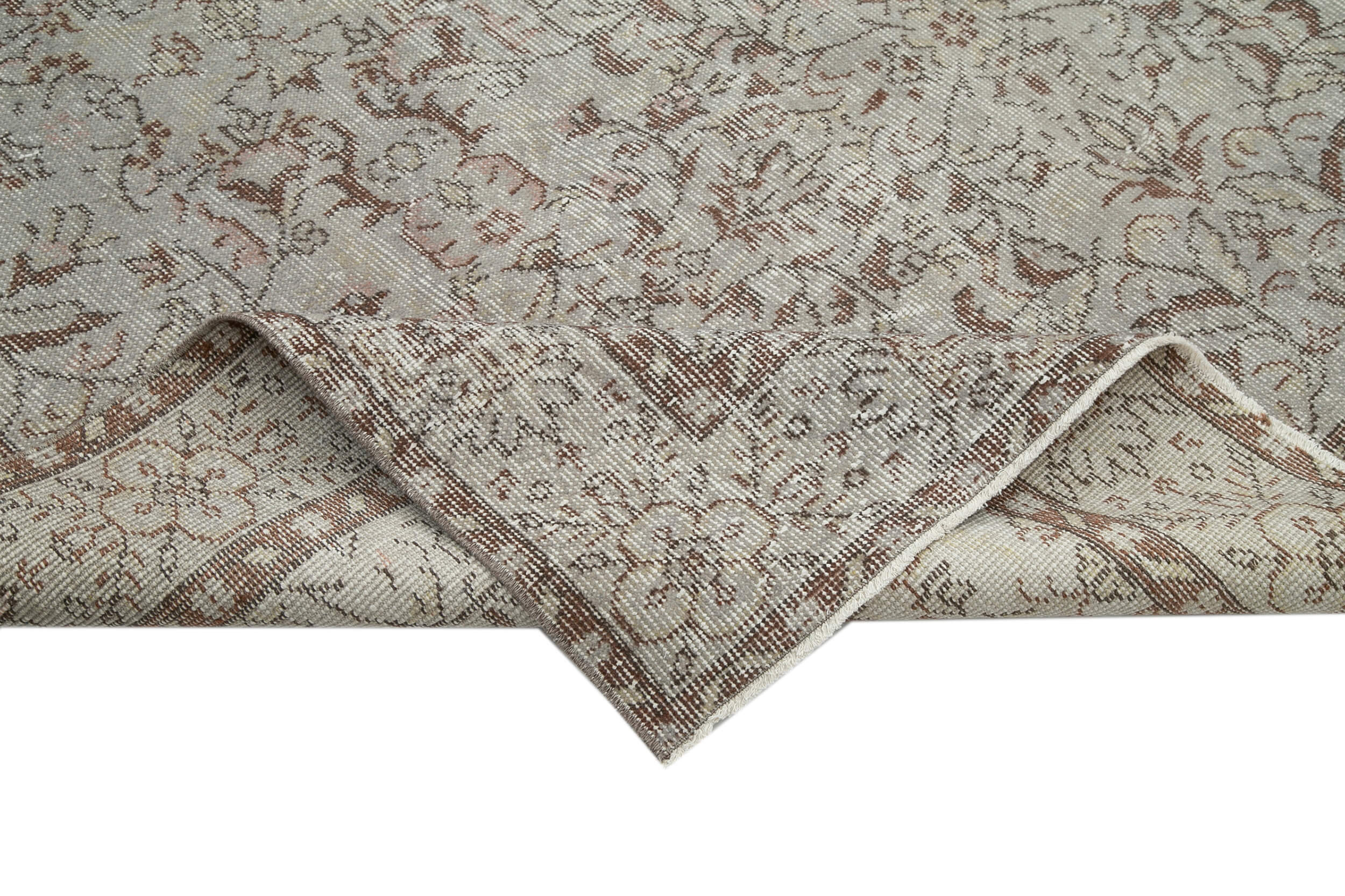 Vintage Cotton Wool Rug - Handmade Area Rug | Overdyed Grey Turkish Wool Carpet 6'11''x10'4''