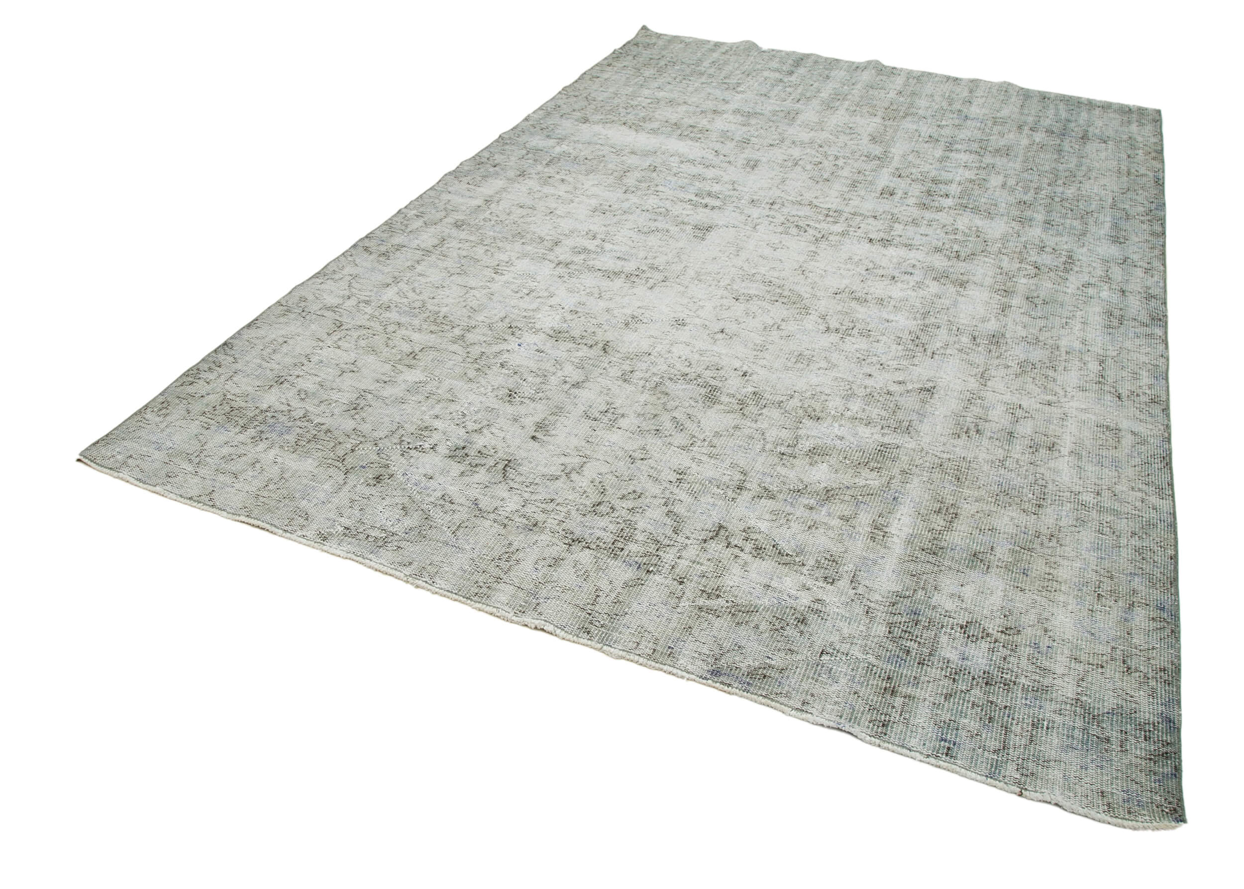 Handmade Vintage Area Rug – Overdyed Wool Rug | Turkish Hand Knotted Grey Vintage