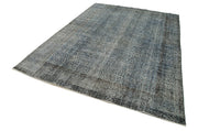 Vintage Area Rug – Handmade Wool Rug Overdyed Blue Turkish Hand Knotted Carpet 7'2''x10'
