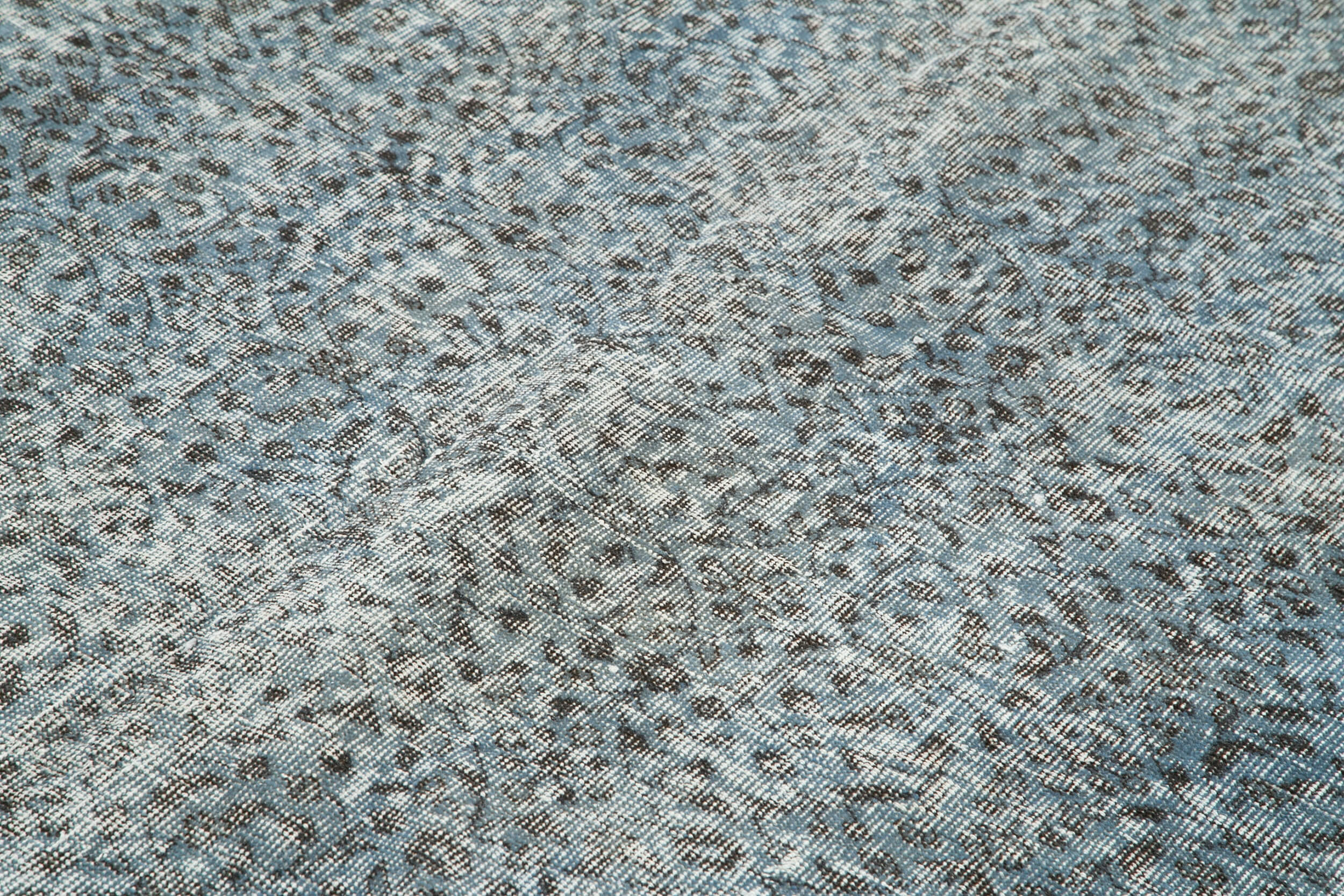 Vintage Area Rug – Handmade Wool Rug Overdyed Blue Turkish Hand Knotted Carpet 7'2''x10'