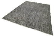 Handmade Vintage Area Rug - Overdyed Wool Rug, Grey Cotton Wool Blend 7x10