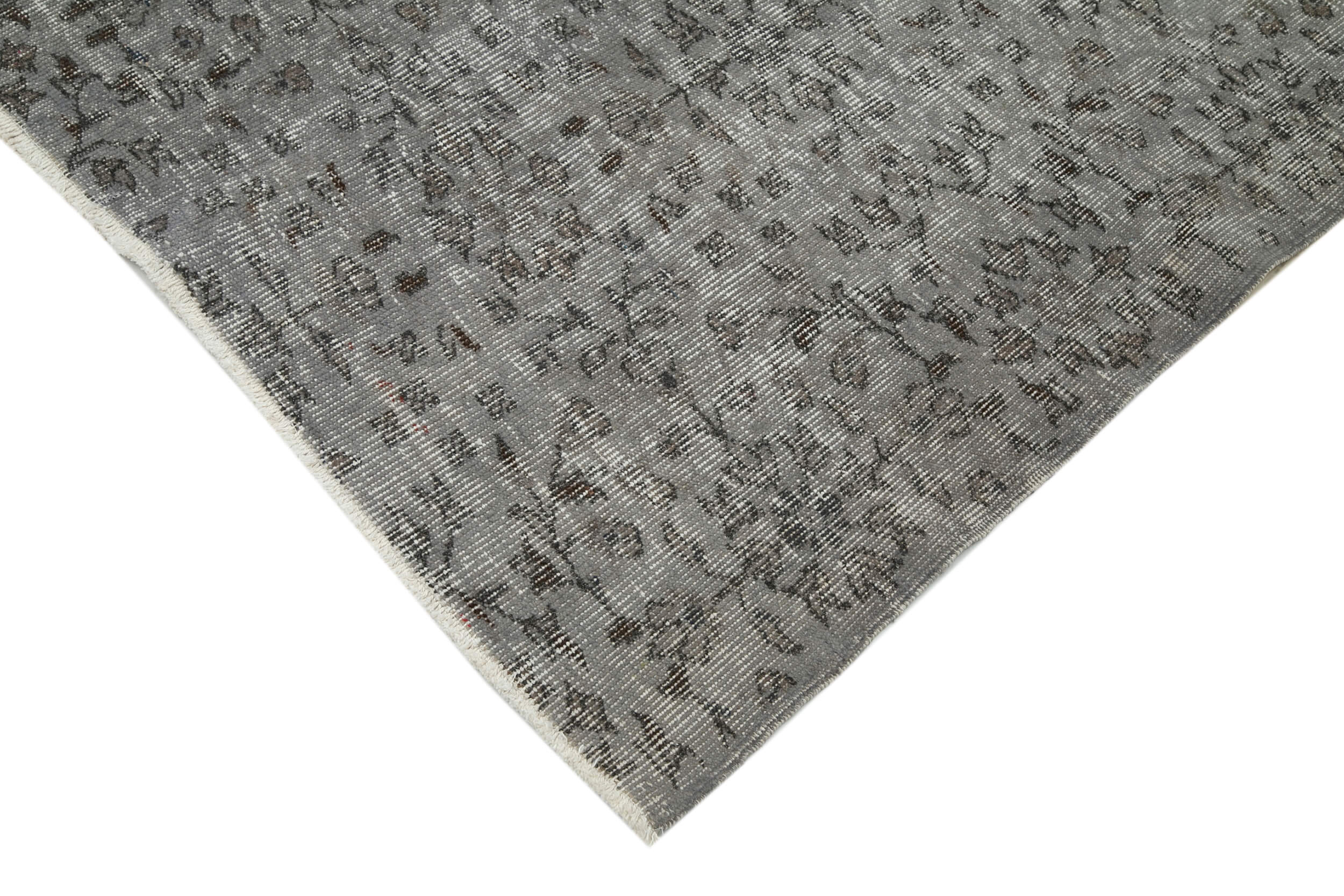 Handmade Vintage Area Rug - Overdyed Wool Rug, Grey Cotton Wool Blend 7x10