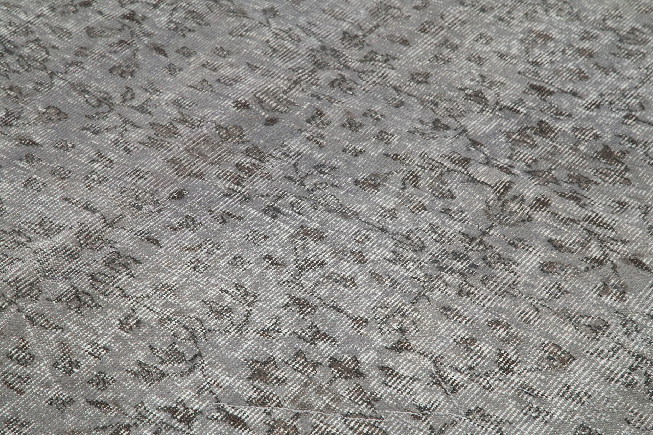 Handmade Vintage Area Rug - Overdyed Wool Rug, Grey Cotton Wool Blend 7x10