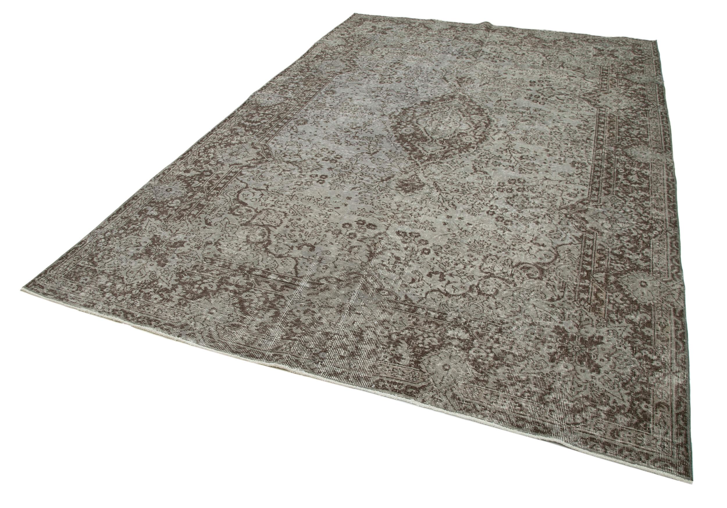 Handmade Vintage Area Rug – Overdyed Grey 6x10 Cotton Wool Blend Carpet