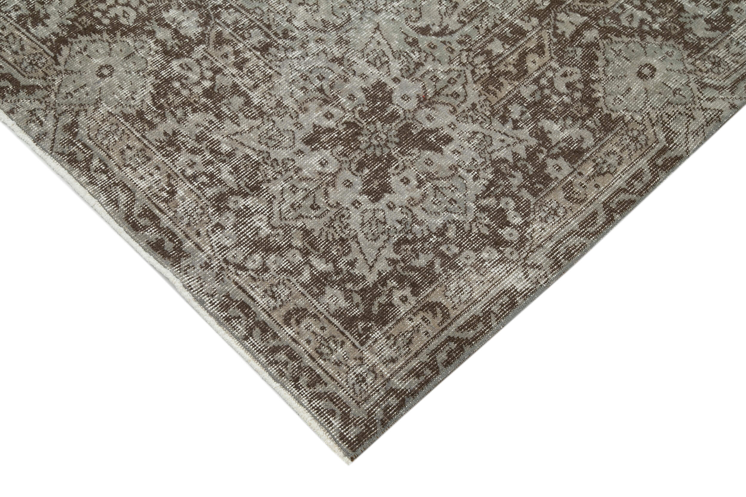 Handmade Vintage Area Rug – Overdyed Grey 6x10 Cotton Wool Blend Carpet