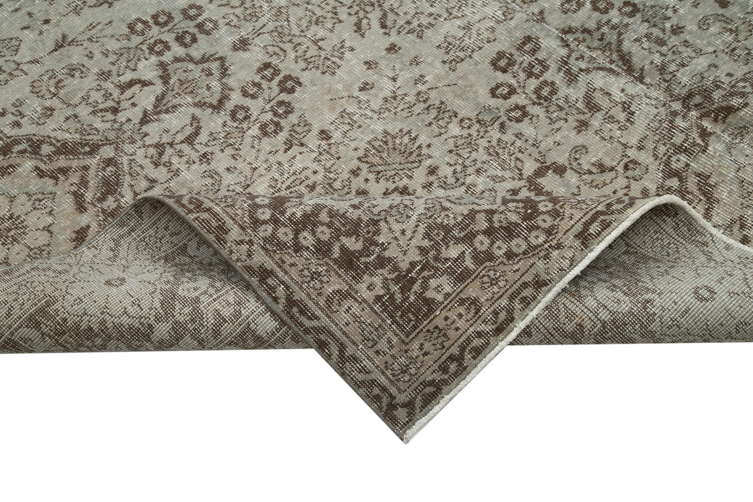 Handmade Vintage Area Rug – Overdyed Grey 6x10 Cotton Wool Blend Carpet