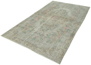 Handmade Area Rug – Overdyed Grey Vintage Wool & Cotton Carpet 5'0" x 8'5"