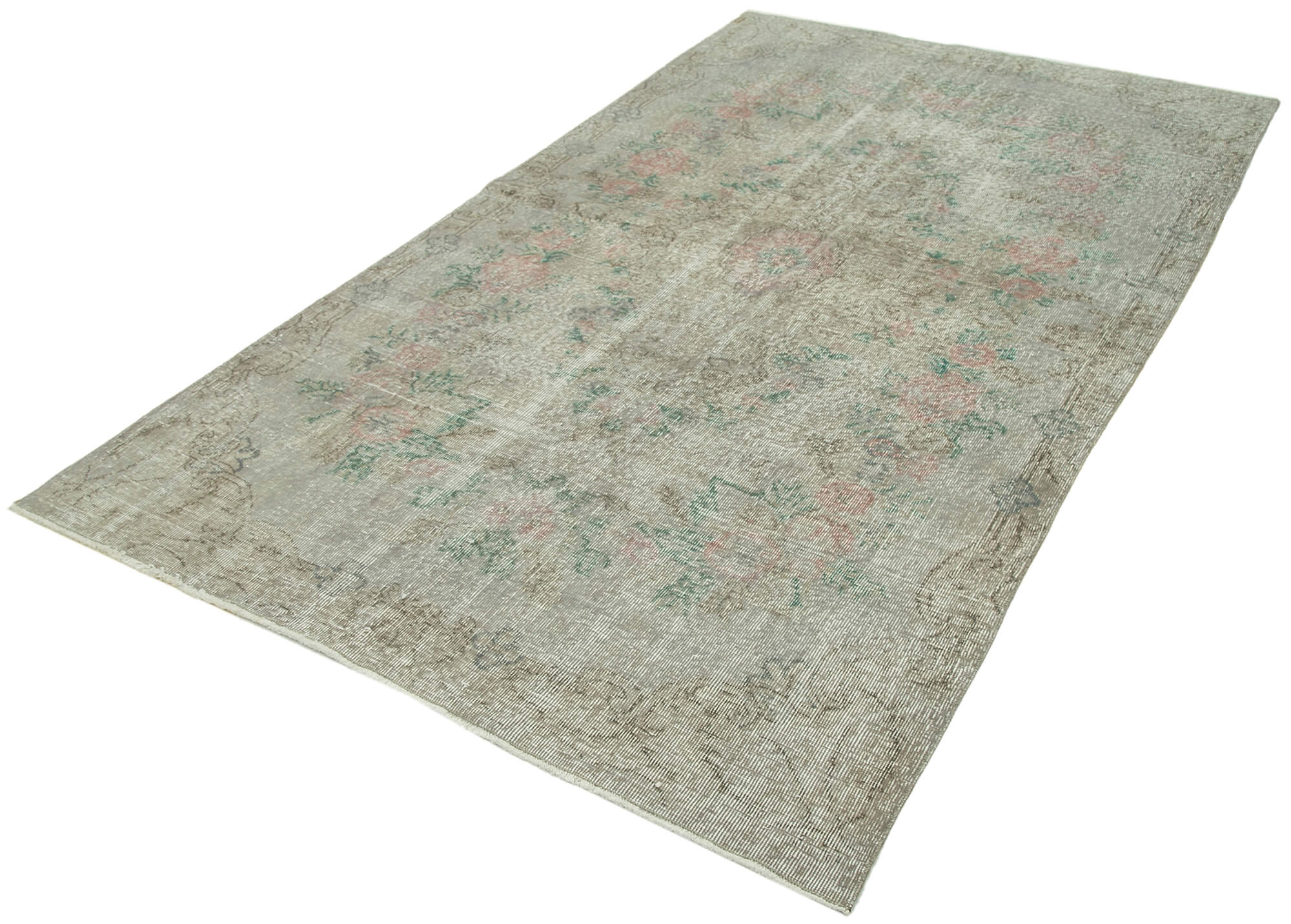 Handmade Area Rug – Overdyed Grey Vintage Wool & Cotton Carpet 5'0" x 8'5"