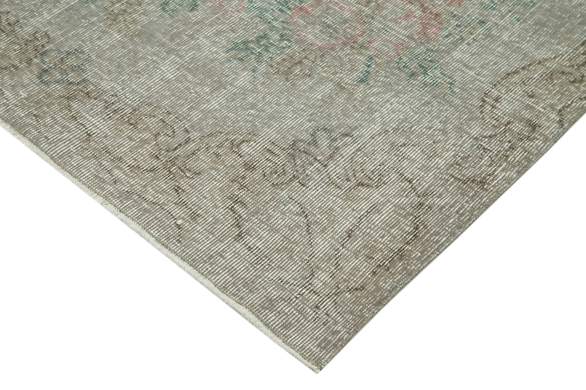 Handmade Area Rug – Overdyed Grey Vintage Wool & Cotton Carpet 5'0" x 8'5"