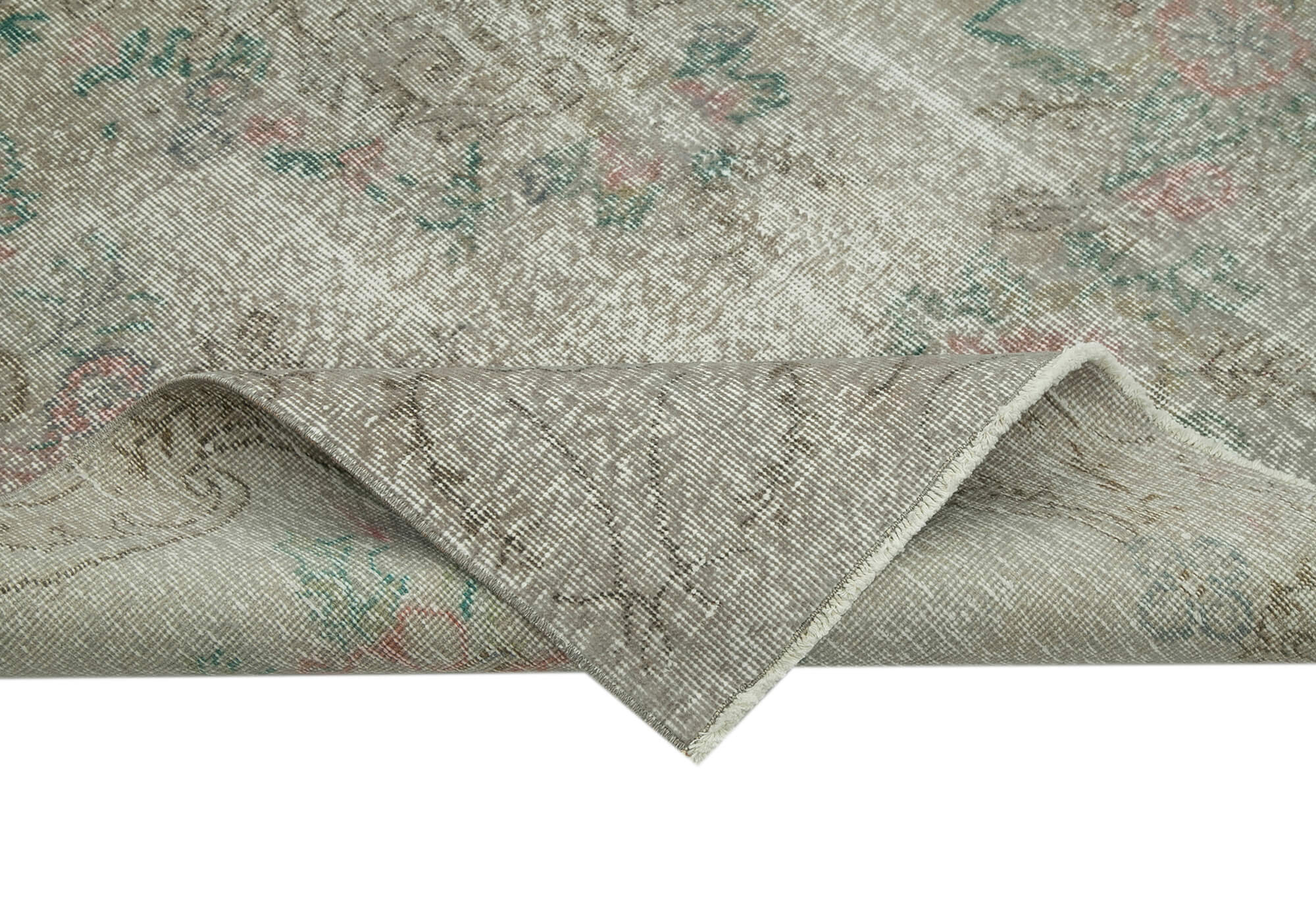 Handmade Area Rug – Overdyed Grey Vintage Wool & Cotton Carpet 5'0" x 8'5"