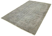 Handmade Vintage Area Rug - Overdyed Wool Rug 5x9 | Grey Cotton Wool Carpet
