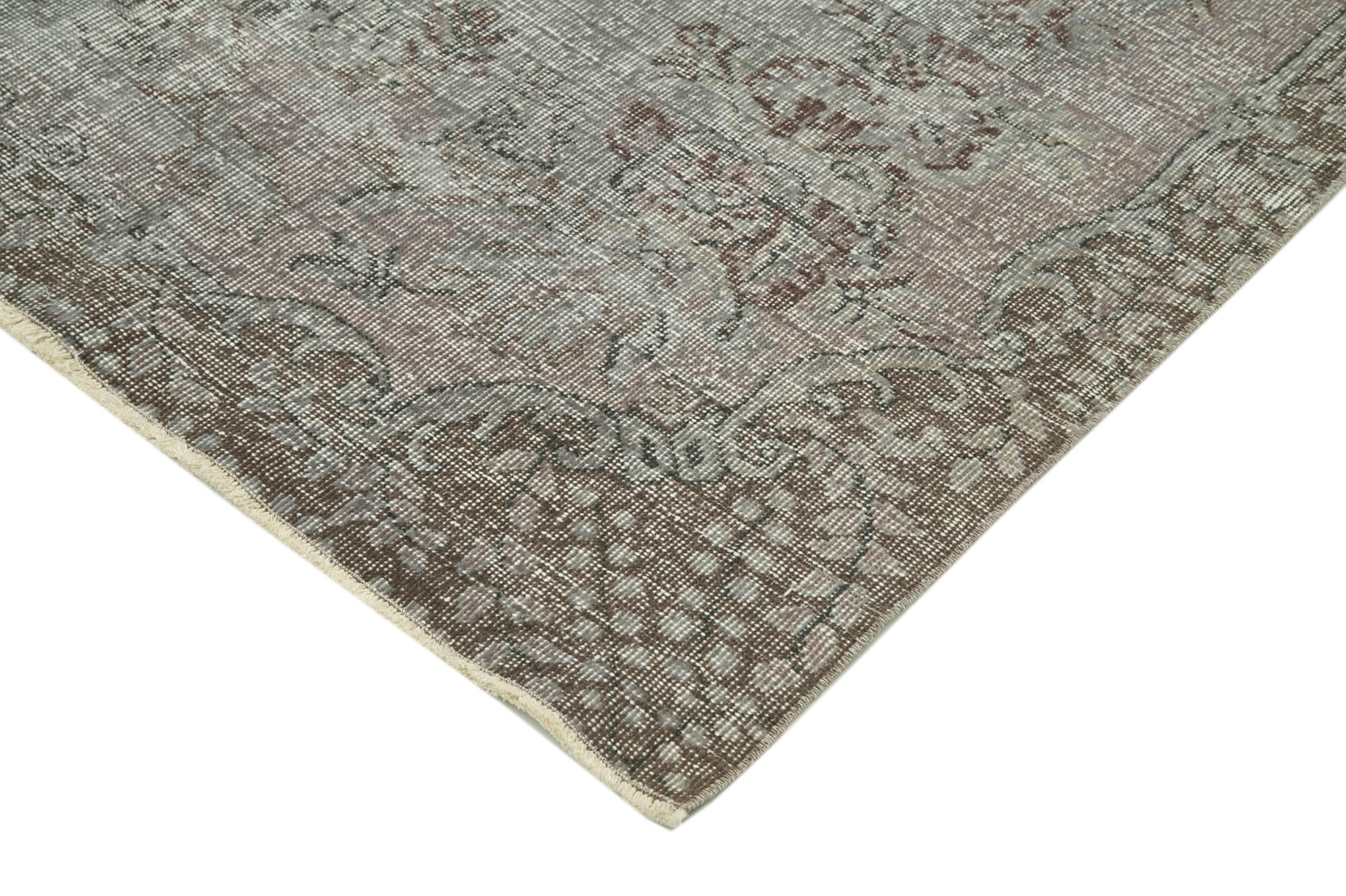Handmade Vintage Area Rug - Overdyed Wool Rug 5x9 | Grey Cotton Wool Carpet