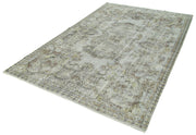 Vintage Handmade Area Rug – Overdyed Blue Turkish Carpet 5'7'' x 8'8'' Rustic Style