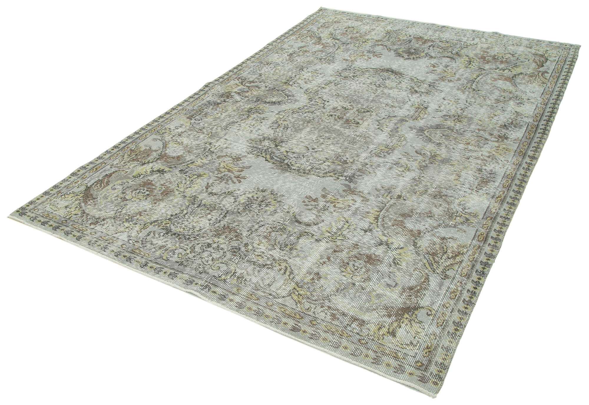 Vintage Handmade Area Rug – Overdyed Blue Turkish Carpet 5'7'' x 8'8'' Rustic Style