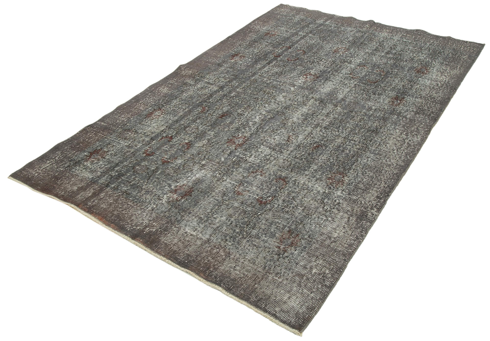 Handmade Vintage Area Rug - Overdyed Wool Rug 4'10''x8'4'' | Turkish Hand Knotted Carpet