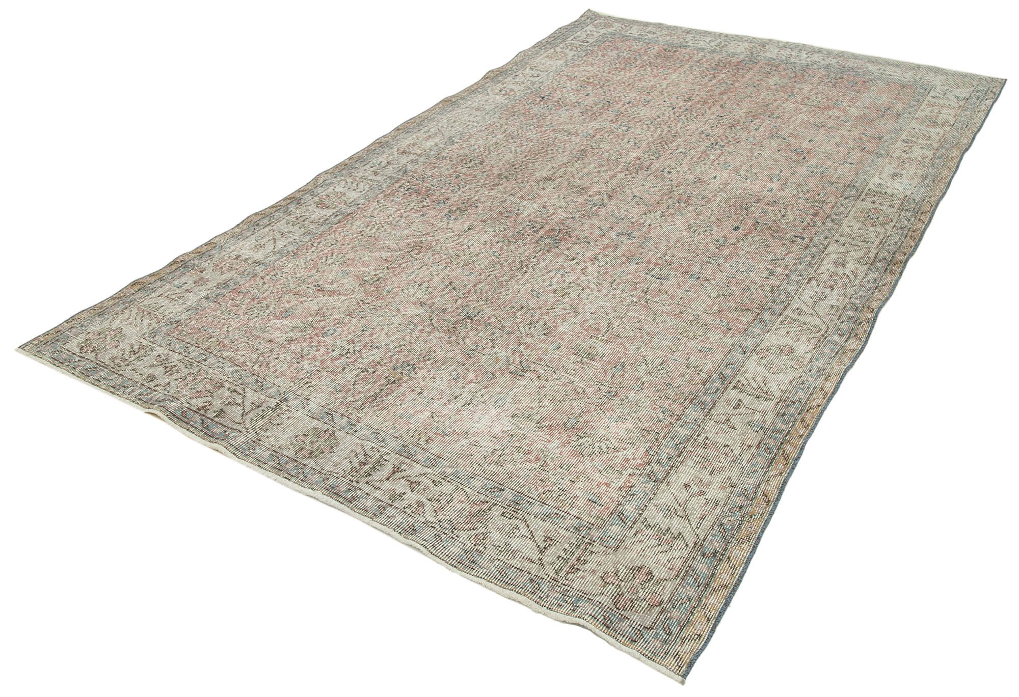 Handmade Wool Area Rug - Overdyed Grey Carpet | Vintage Cotton Rug 5'3" x 9'4"