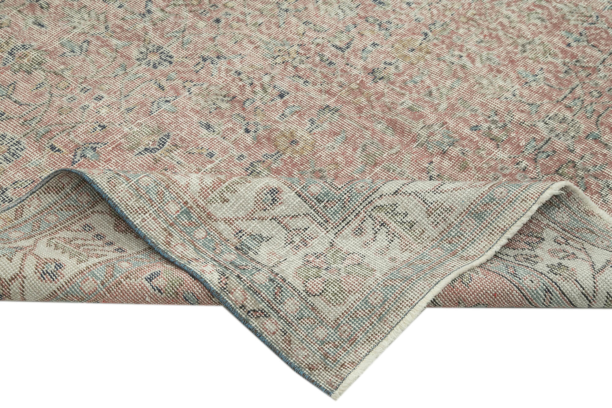 Handmade Wool Area Rug - Overdyed Grey Carpet | Vintage Cotton Rug 5'3" x 9'4"