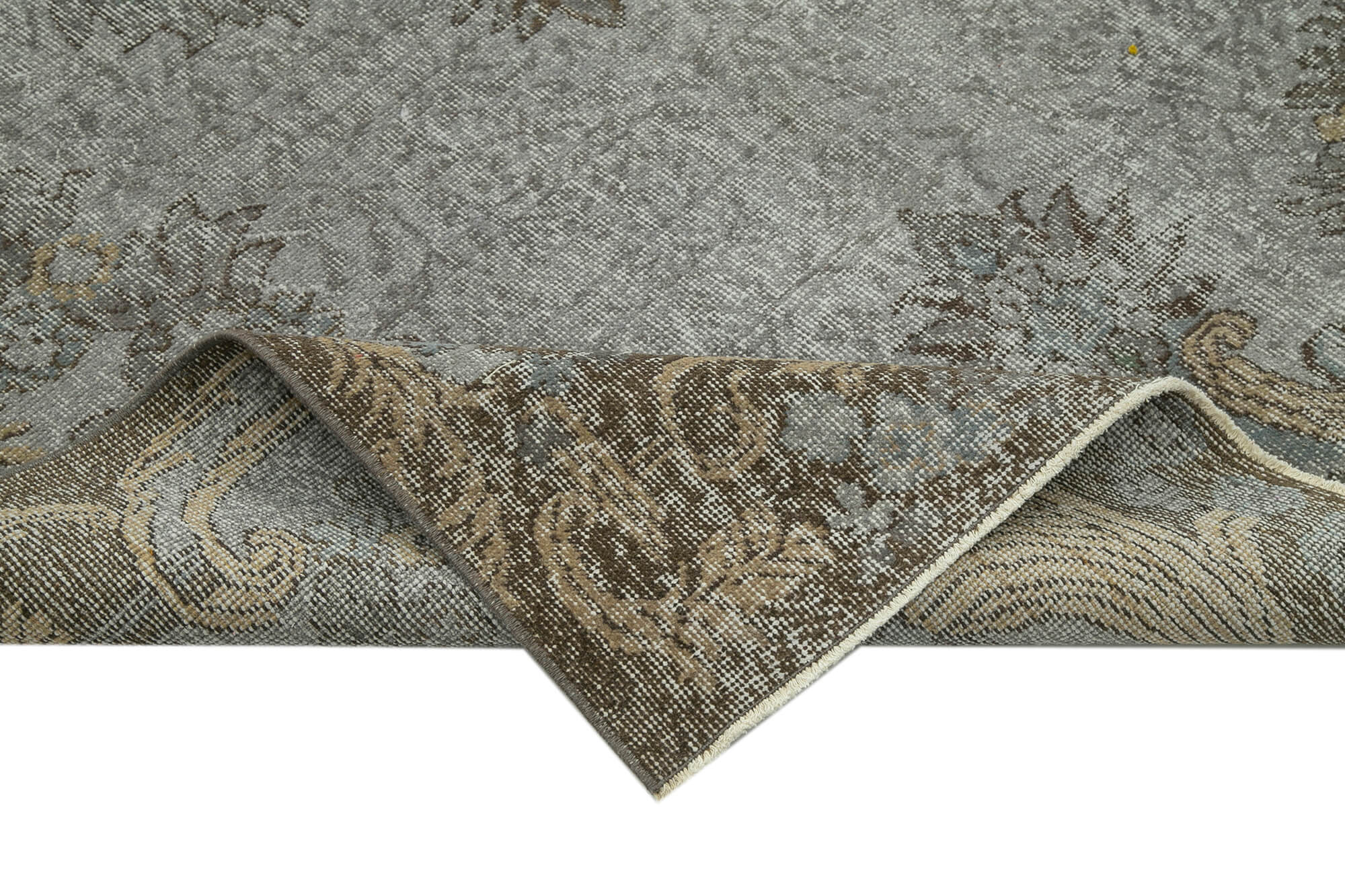 Handmade Vintage Area Rug – Overdyed Wool Rug, Grey 5'3''x9'2'' Classic Living Room