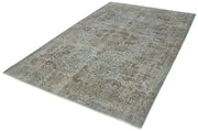 Handmade Vintage Area Rug – Overdyed Grey Wool & Cotton, Turkish Hand Knotted Carpet 5'9''x9'