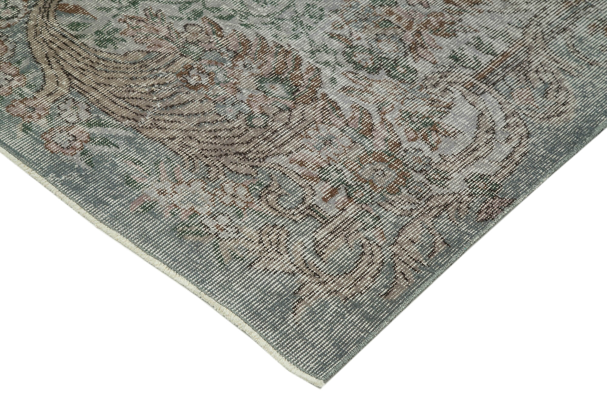 Handmade Vintage Area Rug – Overdyed Grey Wool & Cotton, Turkish Hand Knotted Carpet 5'9''x9'
