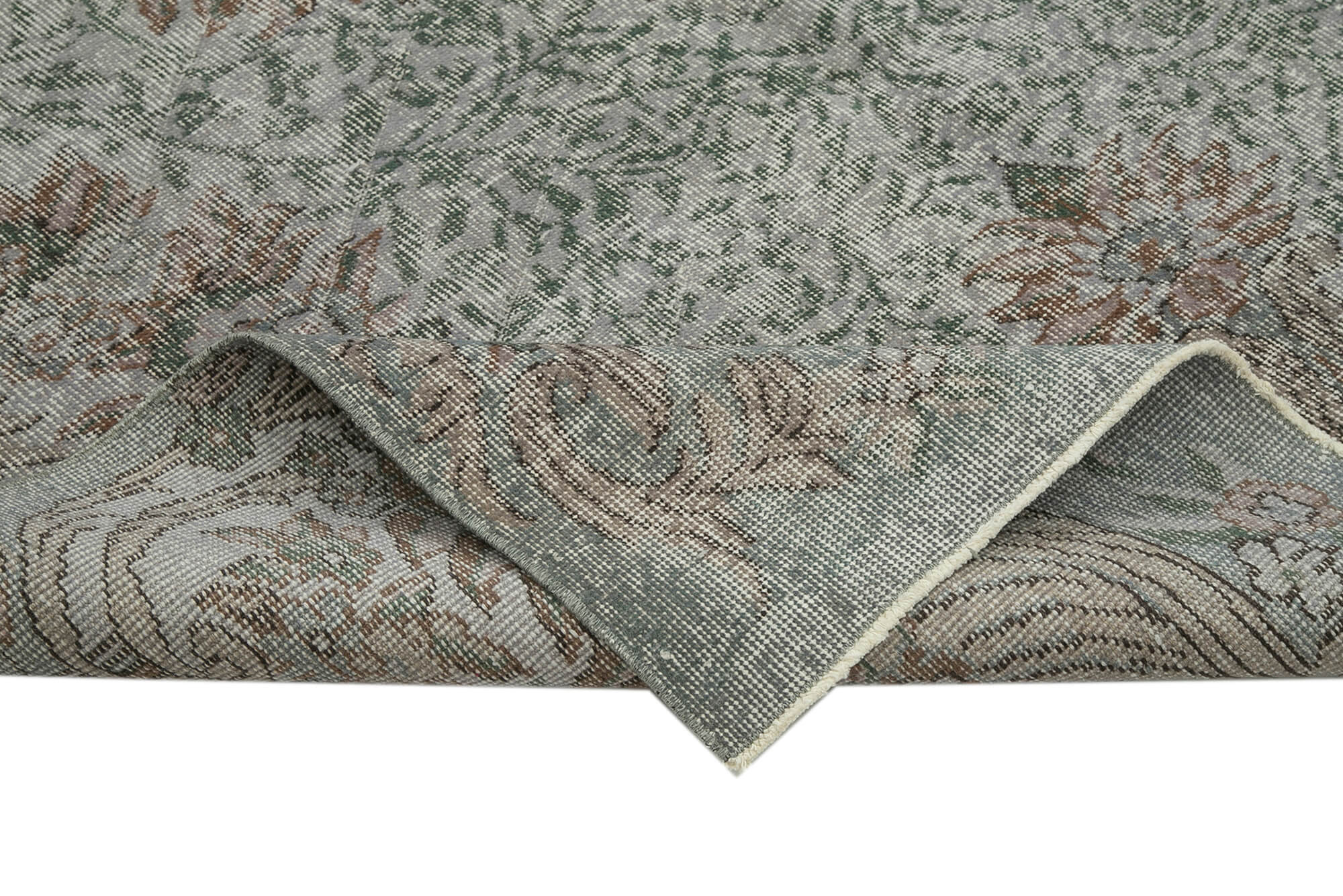 Handmade Vintage Area Rug – Overdyed Grey Wool & Cotton, Turkish Hand Knotted Carpet 5'9''x9'