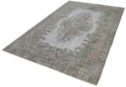 Handmade Vintage Area Rug – Overdyed Blue Wool Cotton Blend 5'6''x8'11''
