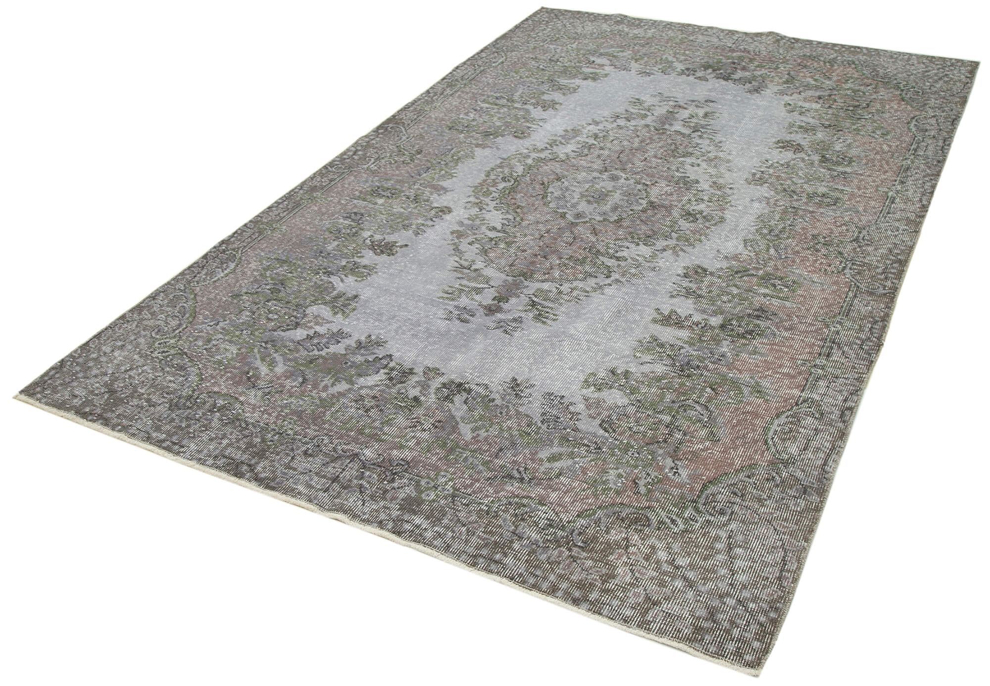 Handmade Vintage Area Rug – Overdyed Blue Wool Cotton Blend 5'6''x8'11''