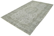 Handmade Vintage Area Rug – Overdyed Grey Cotton Wool Carpet 5'6''x9'3''