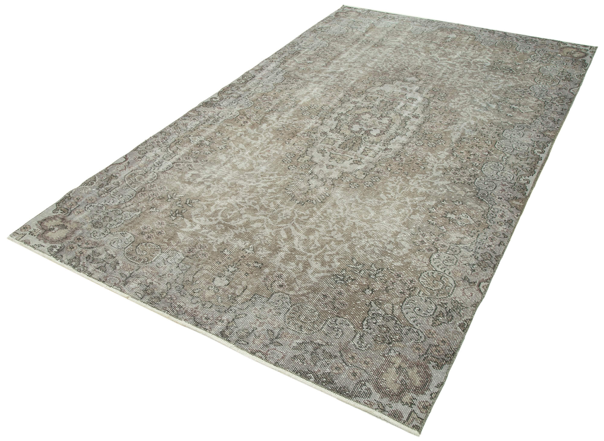 Handmade Vintage Area Rug | Overdyed Wool Rug - Grey Vintage Carpet 5'3''x9'1''